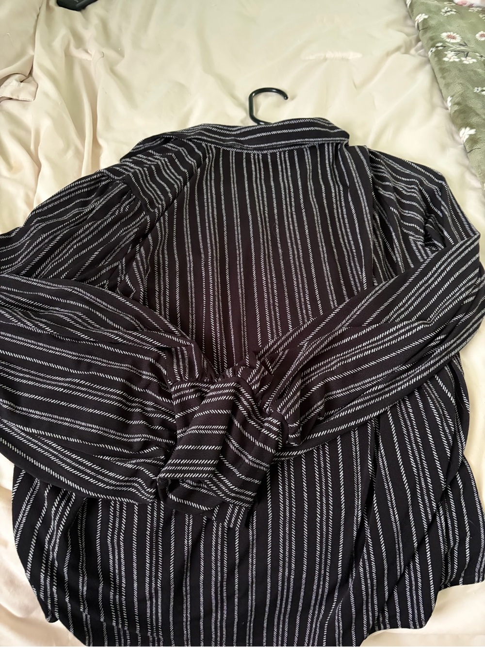 Adrianna Papell Black and White Striped Button-Down Shirt